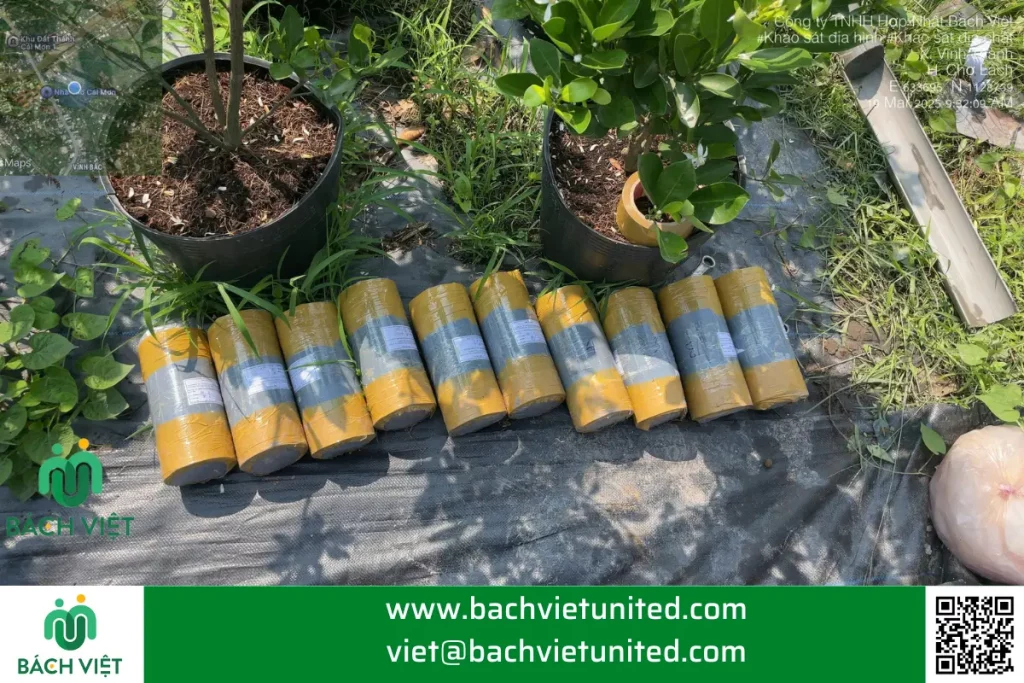Khảo sát địa chất dự án Tôn tạo di tích bia tưởng niệm Trương Vĩnh Ký 3 Mẫu thí nghiệm tại hiện trường