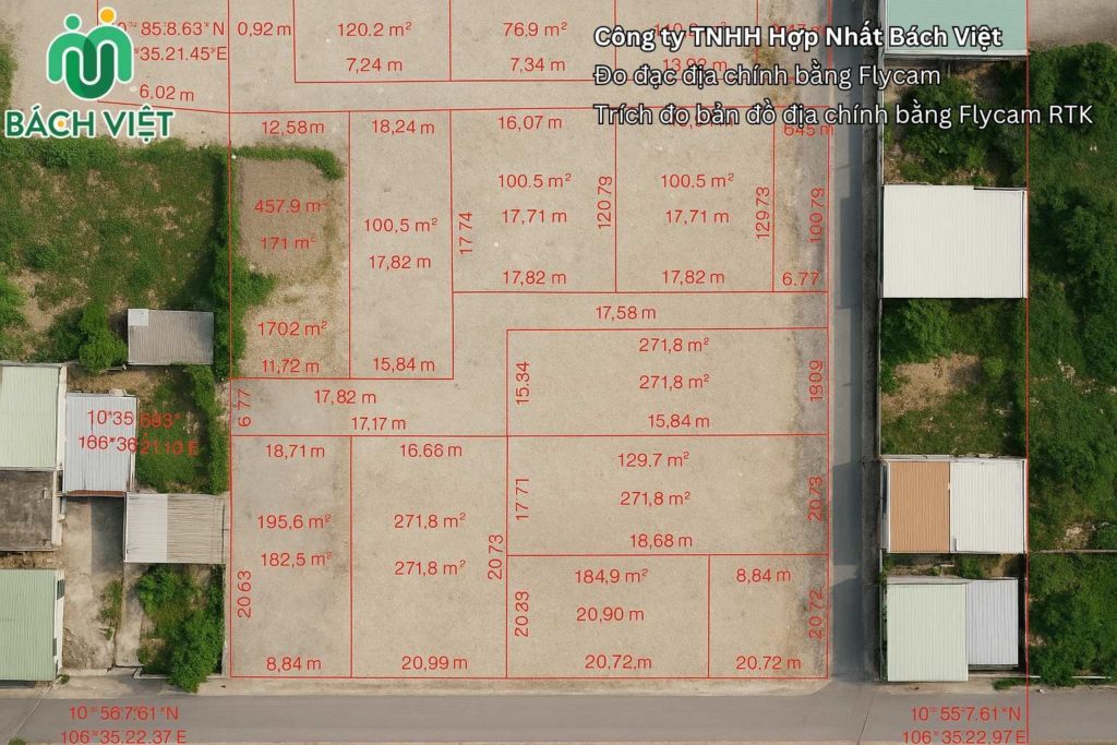 Xác định ranh giới thửa đất sau sáp nhập bằng Flycam 4 Trích đo bản đồ địa chính bằng Flycam