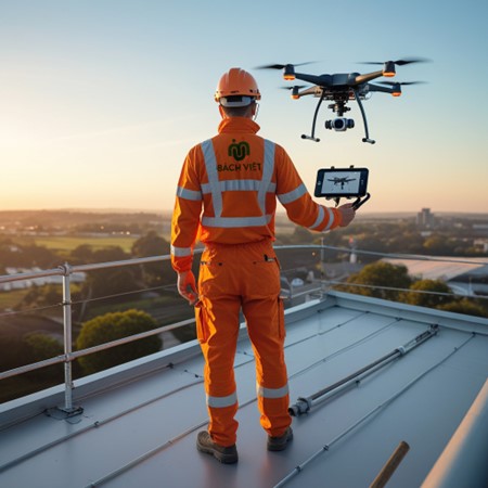 UAV phục vụ BIM trong khảo sát địa hình cao tốc 5 Quy trình khảo sát địa hình bằng Drone trong BIM không chỉ đơn giản là cho Drone bay lên và chụp ảnh, mà nó đòi hỏi một chuỗi các bước phối hợp chặt chẽ để đảm bảo dữ liệu thu thập được chính xác và tích hợp vào mô hình BIM phục vụ thiết kế và thi công. Trước tiên, cần xác định phạm vi khảo sát và yêu cầu của dự án. Điều này bao gồm việc nghiên cứu bản đồ hiện trạng, kiểm tra địa hình thực tế và lập kế hoạch bay cho Drone. Kế hoạch bay phải tối ưu về độ cao, góc chụp và khu vực cần quét để thu được dữ liệu đầy đủ, không bị che khuất. Tiếp theo là thiết lập các điểm kiểm soát mặt đất (GCP) hoặc sử dụng công nghệ định vị chính xác như RTK/PPK để tăng độ chính xác của dữ liệu thu thập. Những điểm này được đo bằng máy GNSS có độ chính xác cao và sẽ đóng vai trò tham chiếu để hiệu chỉnh dữ liệu UAV.