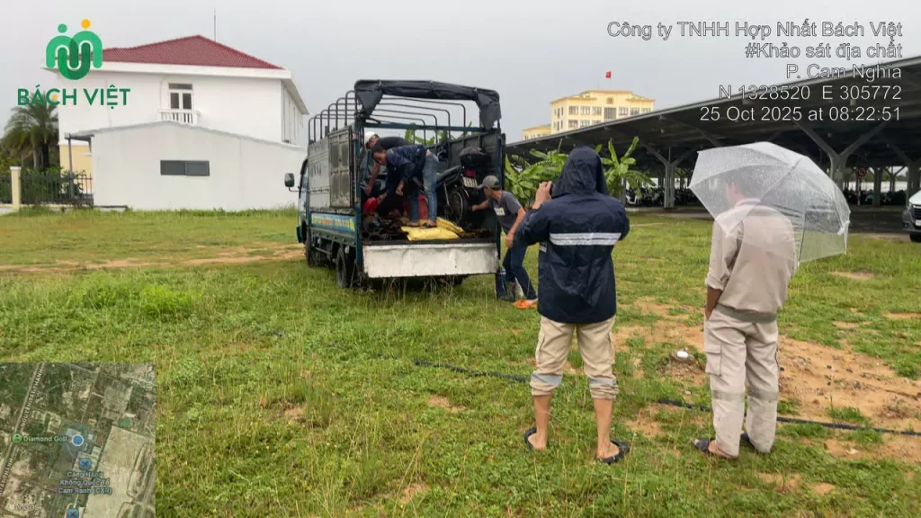 Khảo sát địa chất nhà điều hành sân bay Cam Ranh 2 Vận chuyển thiết bị đến hiện trường