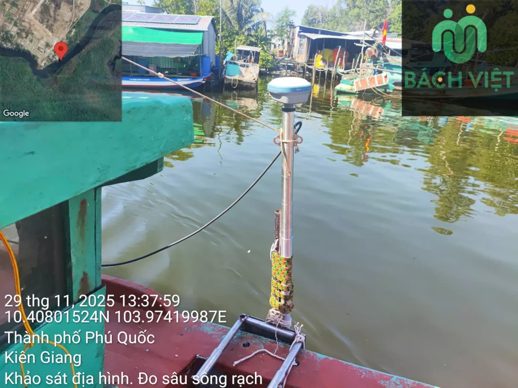 Khảo sát địa hình dự án Khu dân cư Rạch Tràm Phú Quốc 5 Đo sâu hồi âm khu vực dưới nước