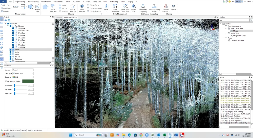 Scan 3D rừng thông phục vụ thi công dự án Omirita 8 Phần mềm Lidar360