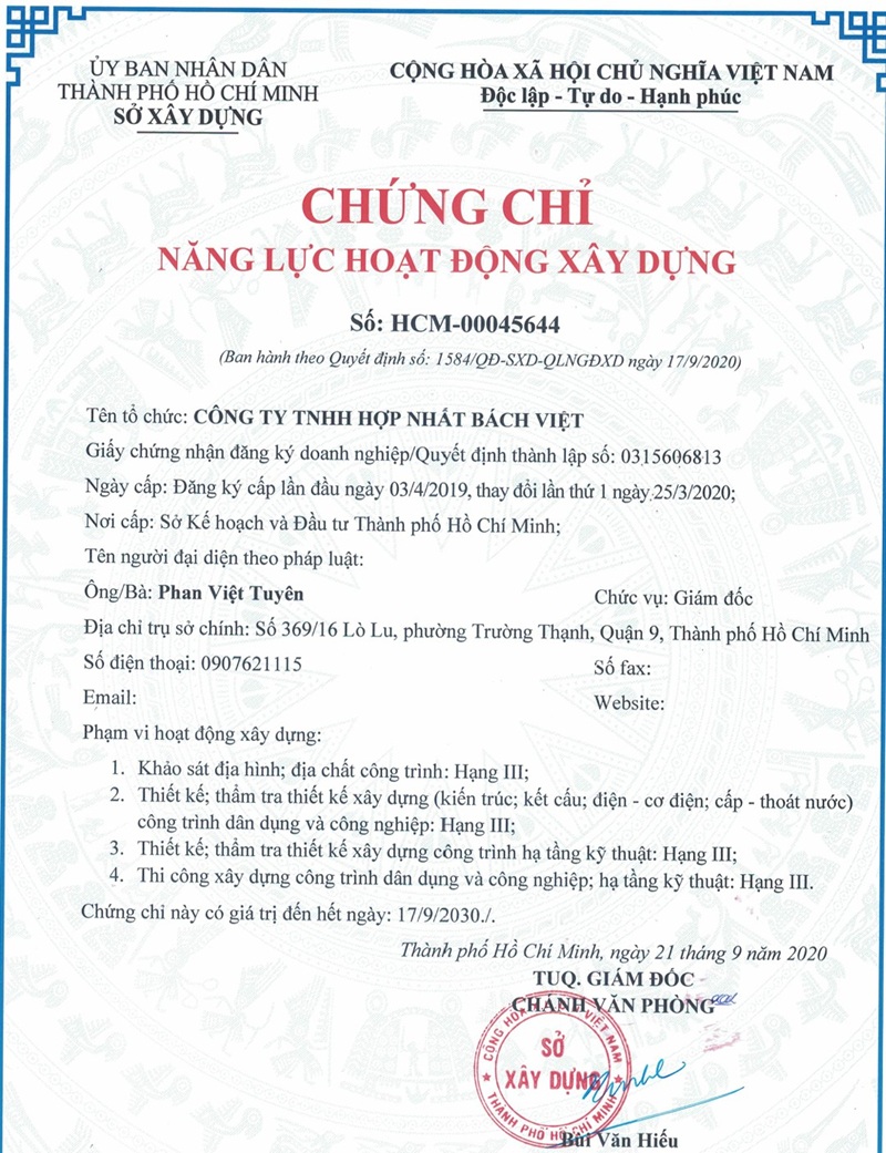 chứng chỉ năng lực hoạt động xây dựng hạng 3